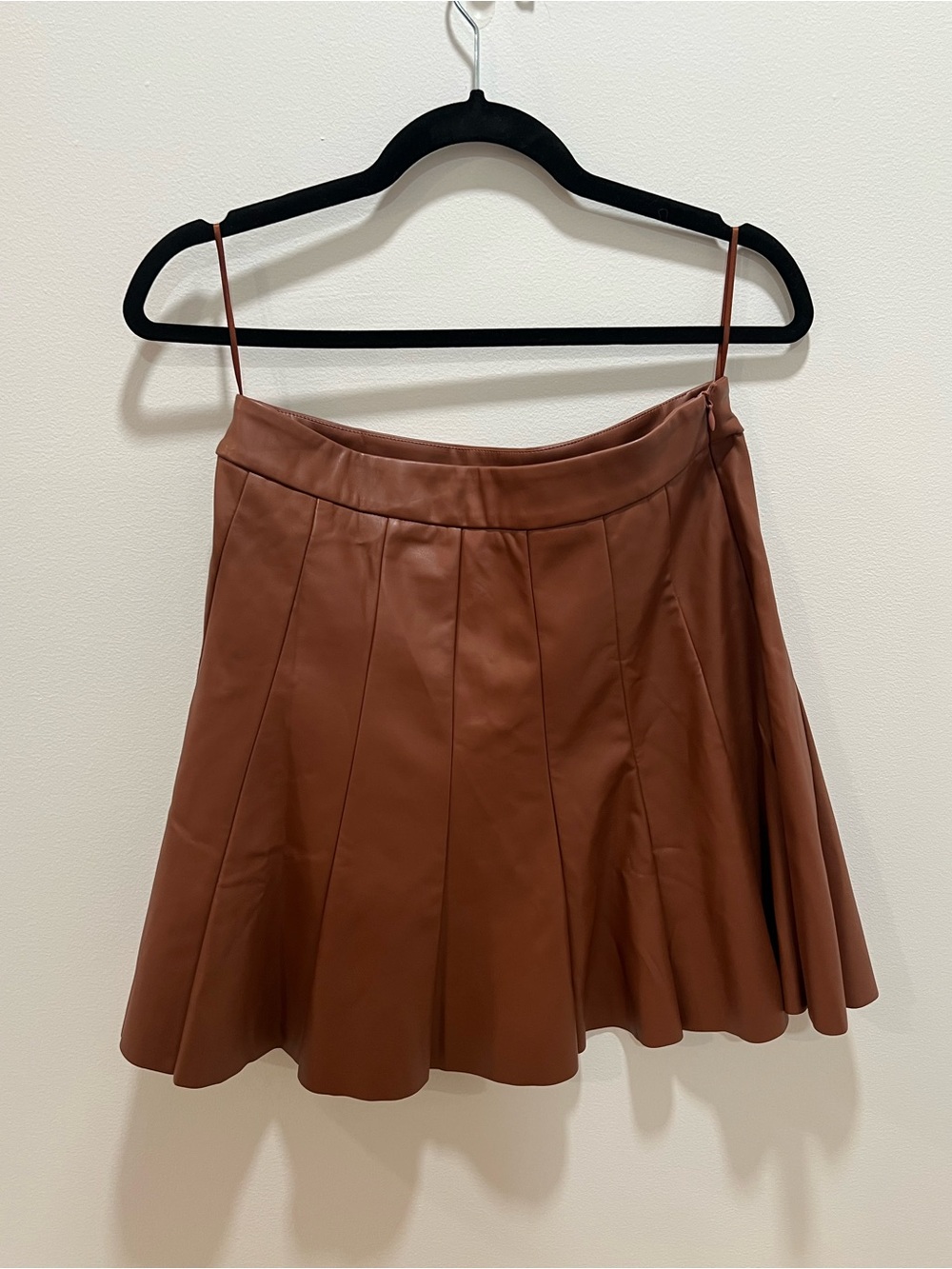 Brown Faux Leather A-Line Mini Skirt